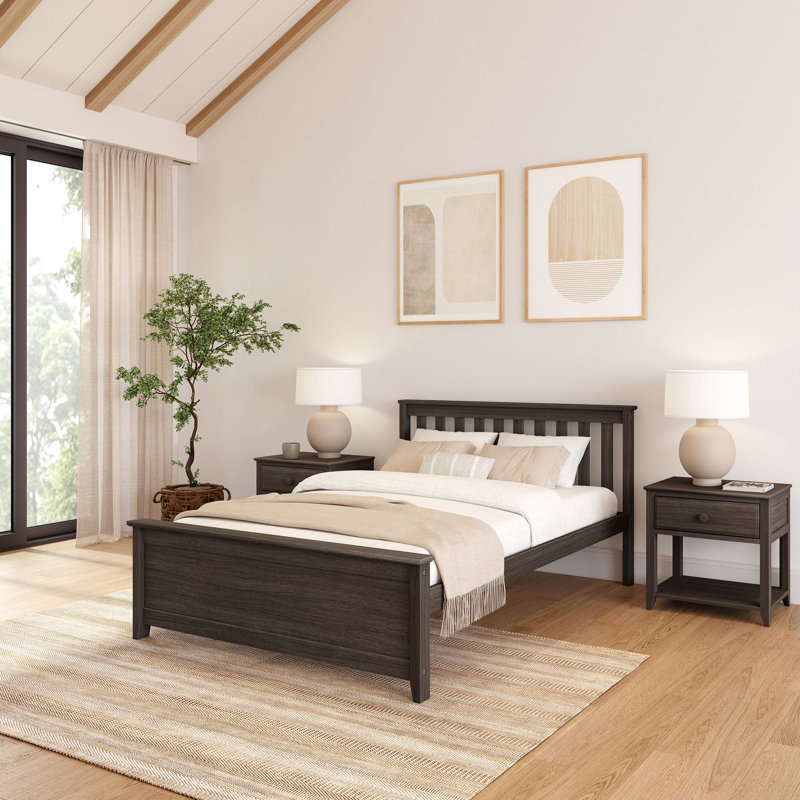  Rosenthal Solid Wood Slat Bed, Clay, Full/Double