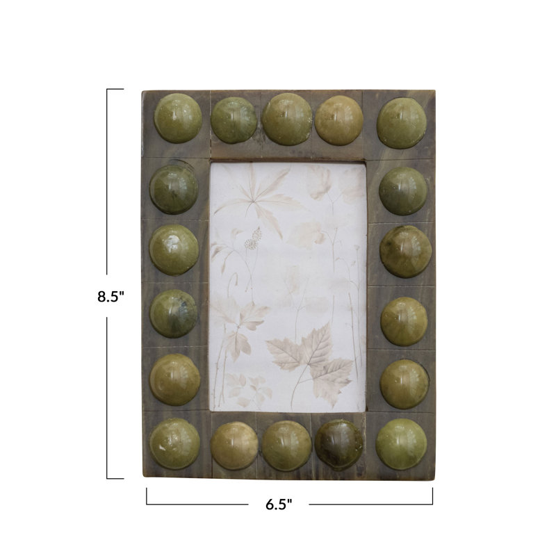 Handmade Marbled Resin Bobbin Photo Frame, Green, 4" W x 6" H Green
