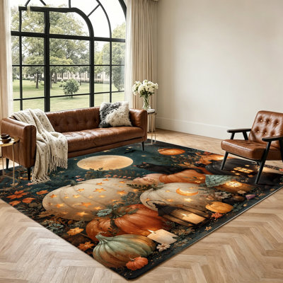 Tapis d'Halloween à motif citrouille et chat noir, motif d'étoiles de lune effrayantes, tapis intérieur moelleux et antidérapant pour salon, chambre à coucher, entrée, bureau à domicile, patio, jardin, décoration extérieure