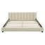 Lit plateforme tapissier grand et simple TG, lit mère et enfant, similicuir, beige