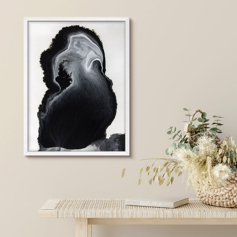 Reproduction d'art encadrée abstraite pour décoration intérieure moderne - 8 po x 10 po, H 10 po x l 8 po, Blanc
