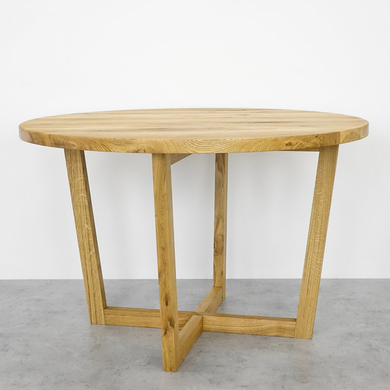 Shanay Oak Round Solid Wood Dining Table, Natural Oil, H76 x L80 x W80cm