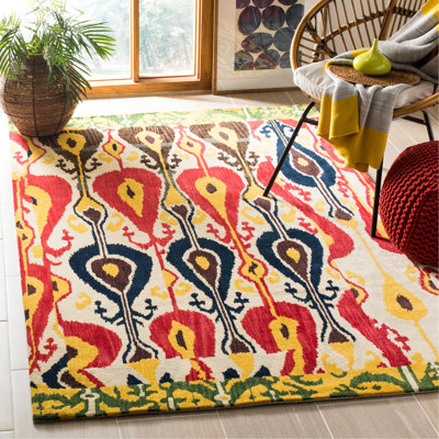 Kline Ikat Hand Tufted Wool Ikat Rug