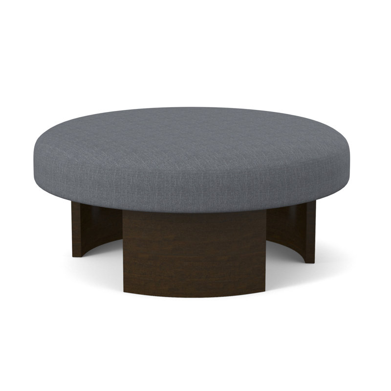 Eclipse Round Ottoman, American Walnut, Elise Harbor 100% Polyester