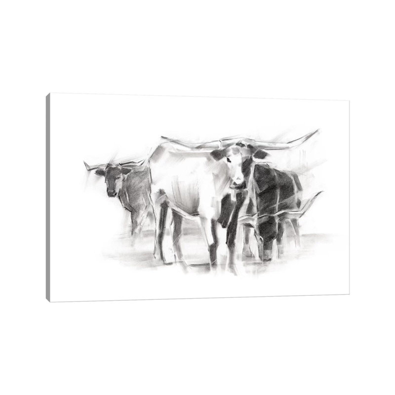 Contemporary Cattle II by Ethan Harper - Wrapped Canvas Print, 20.32 cm H x 30.48 cm W