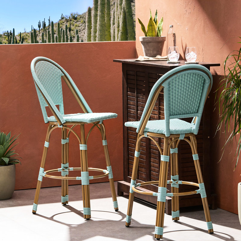 Outdoor French 29.5 Inch, Of 2, Teal, Finish, , For Party 29.5" And Aluminum , Rust Frame, Garden Seating