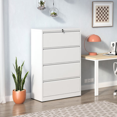 4 classeurs latéraux en métal, armoire verrouillable blanche pour le bureau, peut contenir des documents de format Légal / A4 / F4, verrouillable stable et durable en blanc, peut être rangé dans différentes tailles, conception