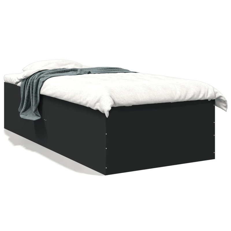 Vidaxl Bed Frame Engineered Wood, Black, European Single (90 x 200cm)