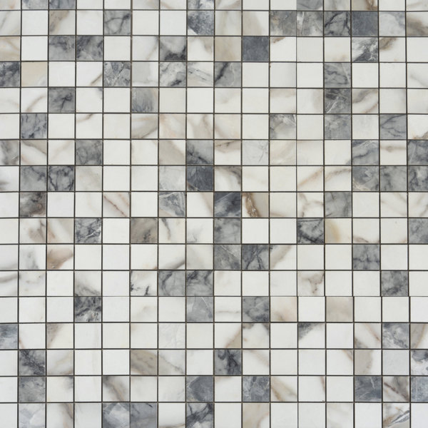 Pinnacle 12 X 12 In. Matte Classic White With Gray Porcelain Mosaic Wall And Floor Tile (10.76 Sq Ft/Case) - 11 Pack