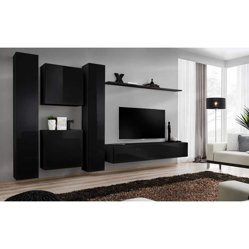 Erneshia Unfinished Floating Entertainment Centre for TVs up to 70", Black Gloss