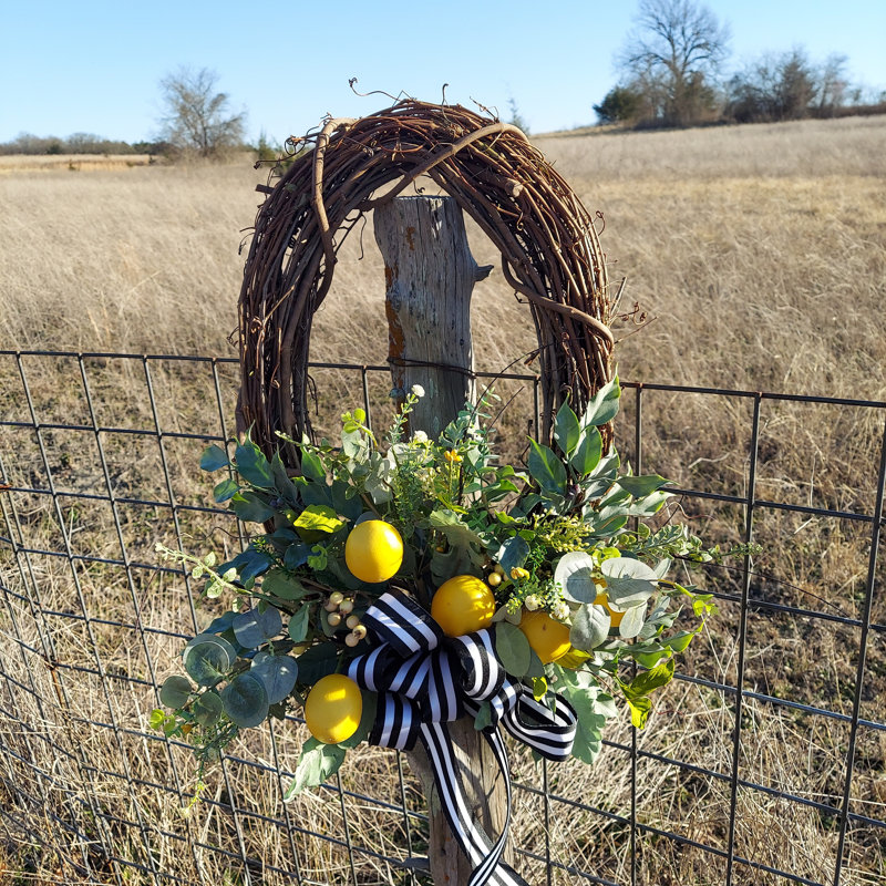 Handcrafted Faux Lemon 21'' Wreath