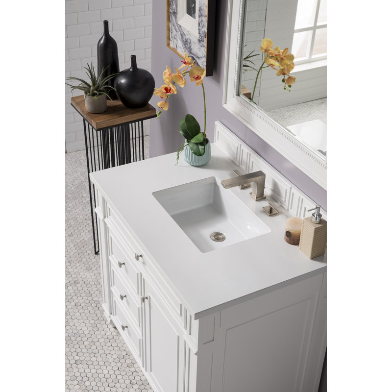 Bristol 36'' W Single Vanity, Bright White, White Zeus, 8" Widespread