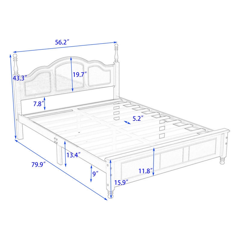 Brochan Wood Platform Bed with Headboard, Dark Walnut, Full
