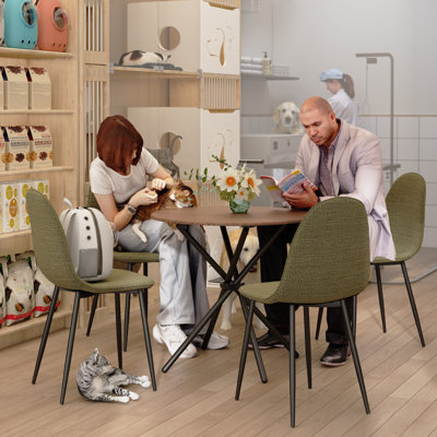 Ensemble de table de salle à manger 5 pièces Harjovan avec tables rondes et chaises rembourrées