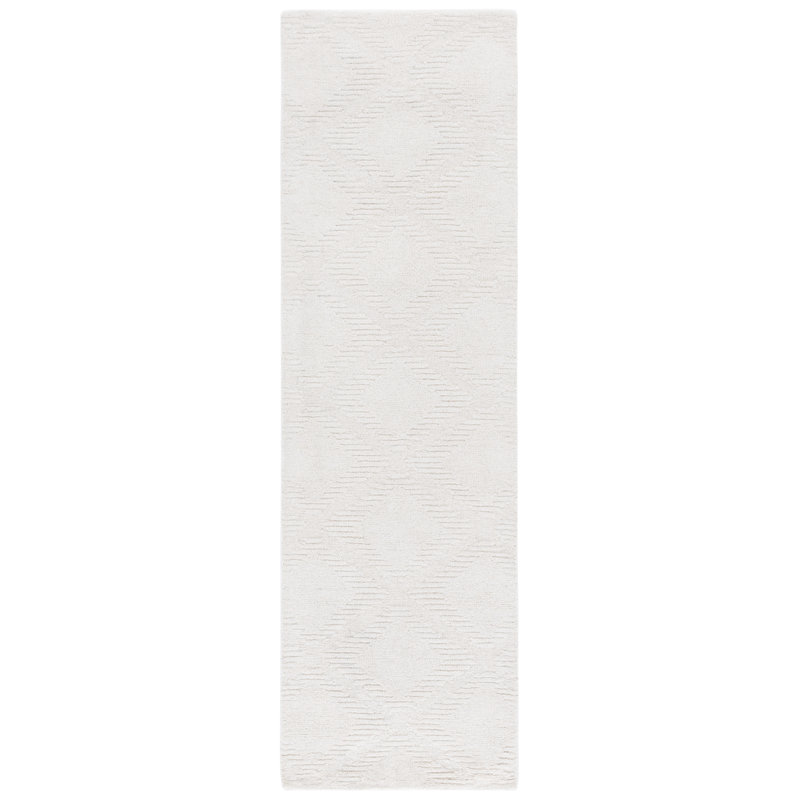 Rodeo Drive 676 Hand Tufted Wool/Cotton Geometric Indoor Use Only Rug in Ivory, Runner 2'3" x 8'
