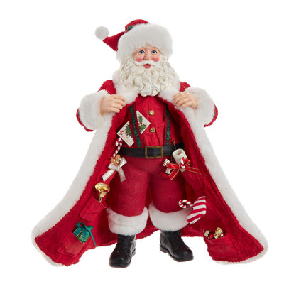 Père Noël Fabriché 10,5 pouces avec cadeaux dans la poche Kurt Adler.
