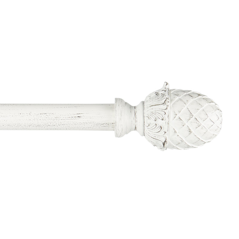 Nikhat Adjustable Single Curtain Rod, 66" - 120", White