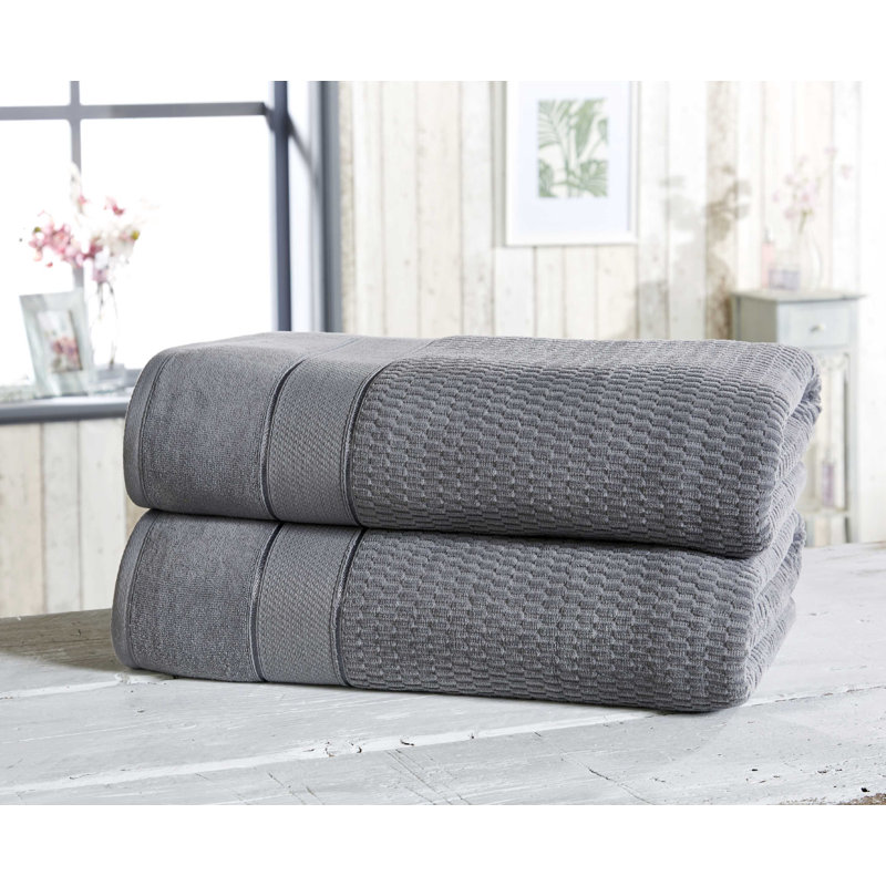 Asare 100% Cotton Midweight Waffle Bath Sheet, Grey