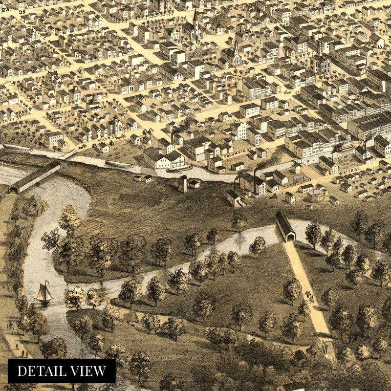 «1868 Fort Wayne City Indiana Map», art mural, H 18 po x l 24 po x 0,1 po