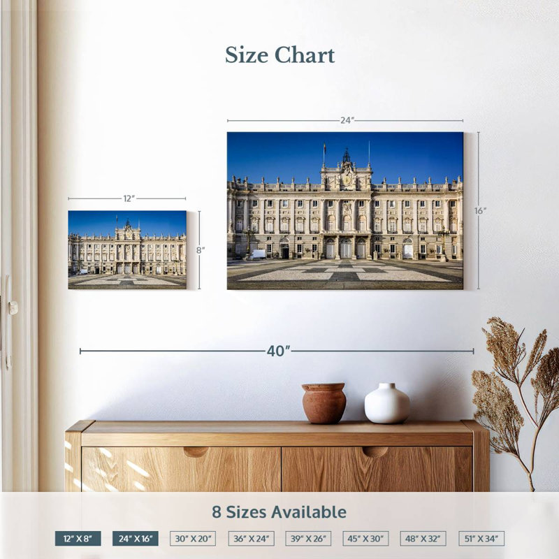 Palais royal de Madrid, H 16 po x l 24 po