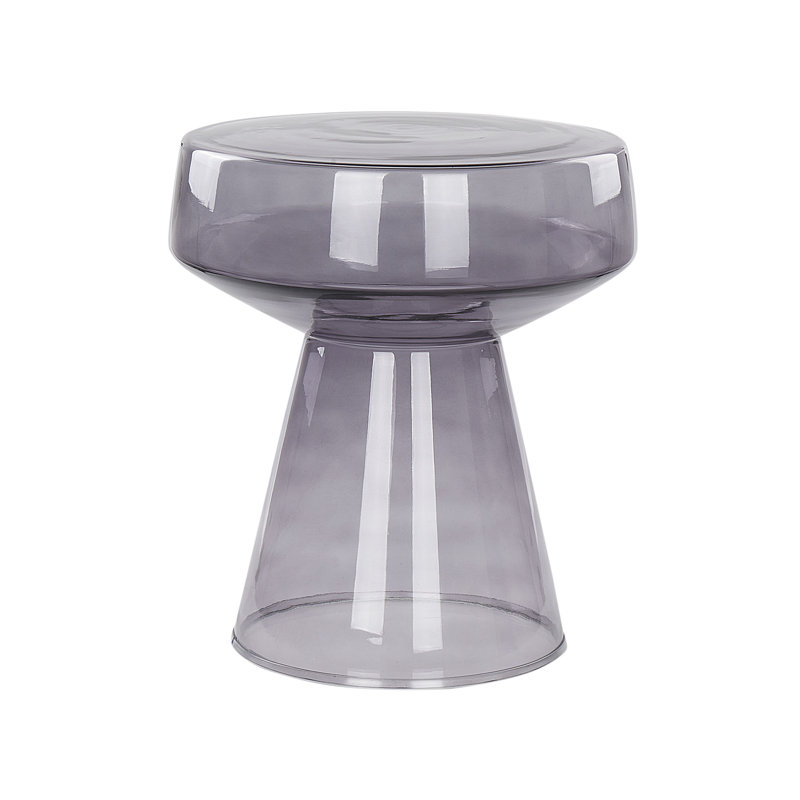 Moneer Glass Top Pedestal Side Table Set, Grey