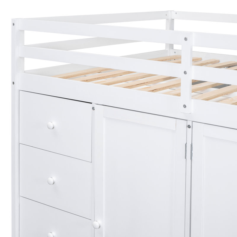 Lit mezzanine blanc avec placards et tiroirs - Rehaussez le décor de votre chambre à coucher