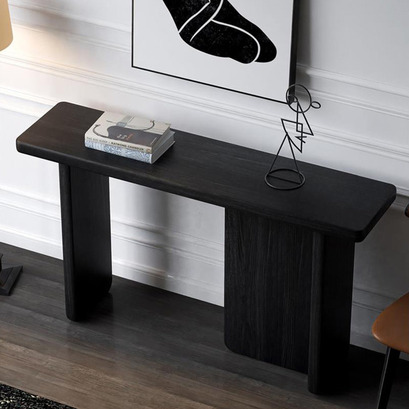 Table de véranda en bois massif de style français., Noir