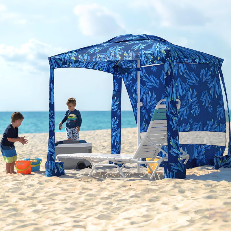 Cabane de plage, auvent de plage de 6,5 pi x 6,5 pi, facile à installer et à démonter
