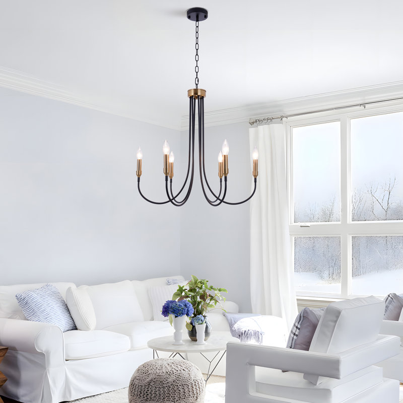 6 - Light Dimmable Black Candle Chandelier