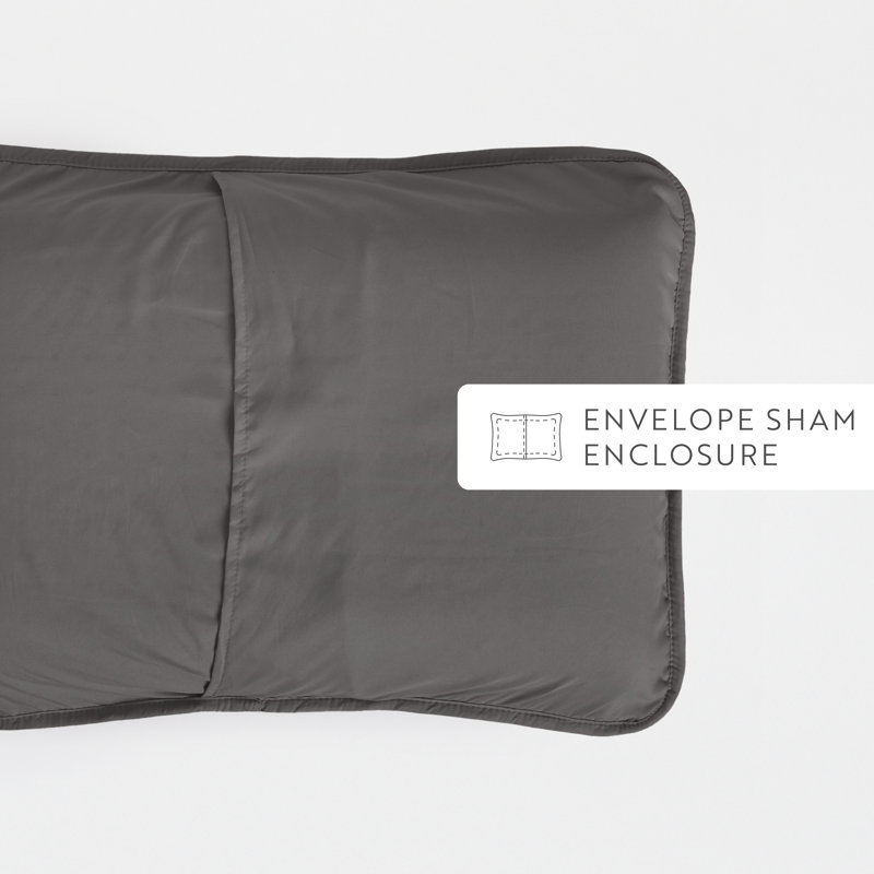 Simply Soft™ Double Brushed Microfiber Square Pattern Quilted Coverlet Set, Grey, Full/Queen Coverlet + 2 Standard Shams