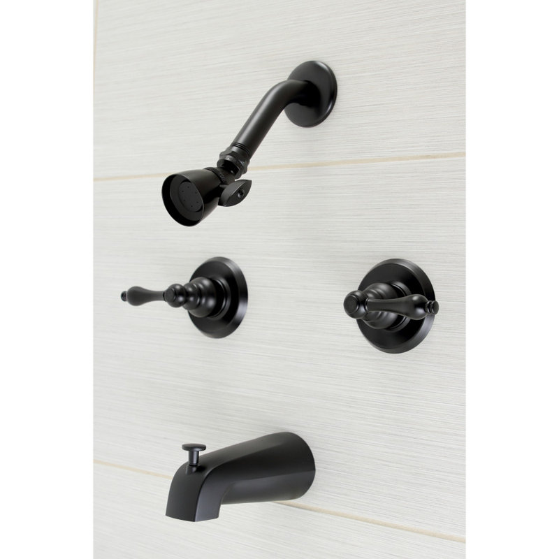 Kingston Brass Victorian Double-Handle Tub and Shower Faucet, Matte Black