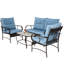Ensemble de conversation de patio 4 pièces avec coussins et table basse-1057668096