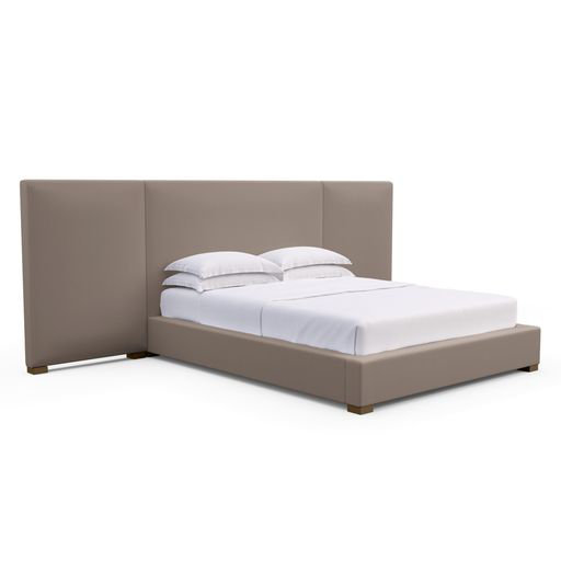 Upholstered Bed, Box Weave Linen Black Jack, Weathered, Twin