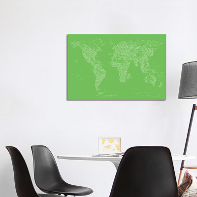 Font World Map by Michael Tompsett - Wrapped Canvas Print