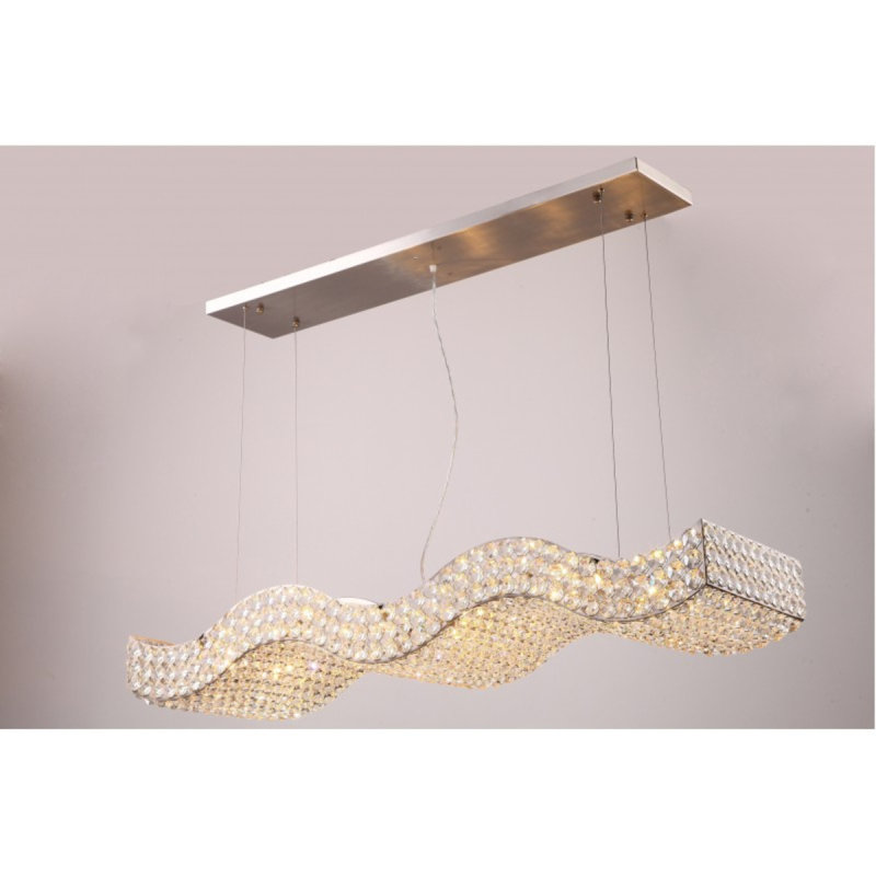 Lustre suspendu rectangulaire à 18 lumières Joktan, Laiton brossé, Transparent, 24" L x 12" W x 4" D