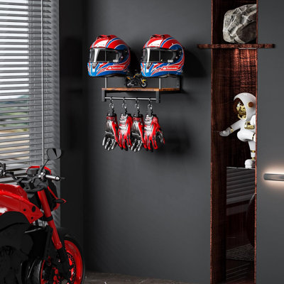 Motorcycle Helmet Holder Plate Rack Display Organizer With Motorcycle Accessories For Motorcycle (Retro Black)