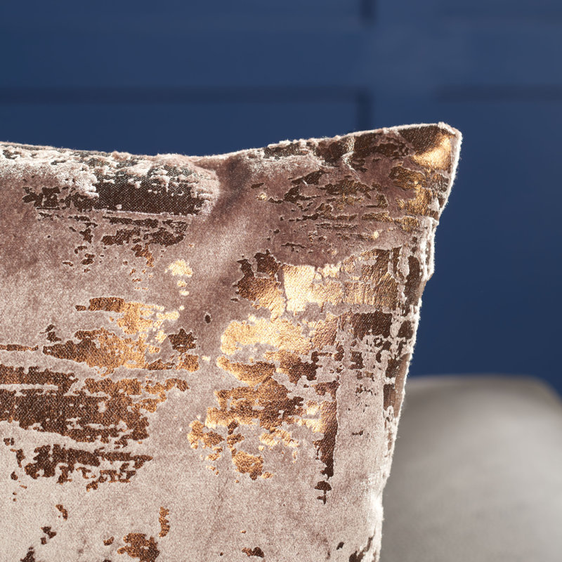 Abstract Cotton Blend Reversible Throw Pillow, Brown/Copper, 24" x 24"