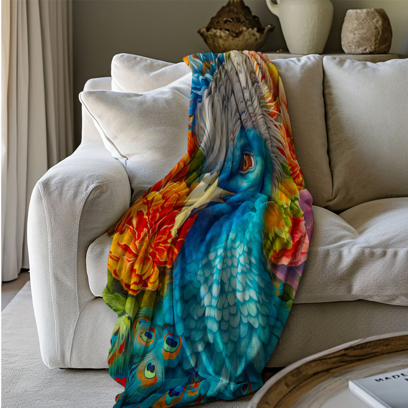Vibrant Tropical Avian - 1 pièce Sherpa Premium, Grand lit