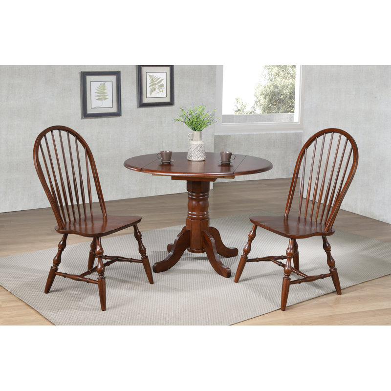 Ensemble de salle à manger en bois massif 3 pièces drop leaf Azura, Brun