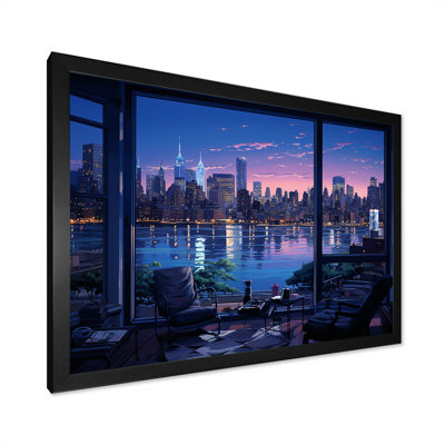 «Blue NYC at Night Window View III - New York City», art sur toile