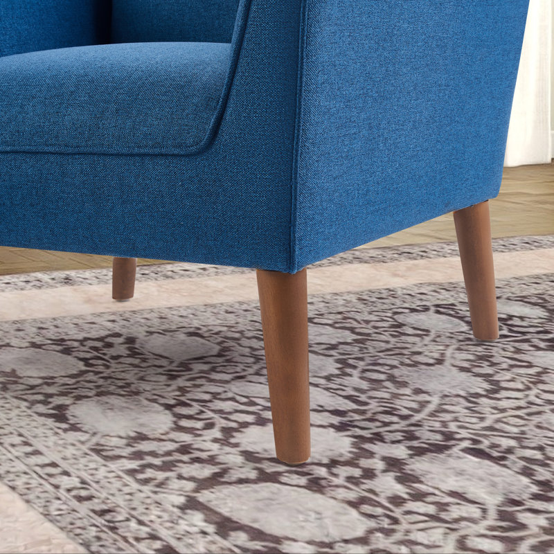 Fauteuil d'appoint rembourré de 32,2 po de largeur en bois massif scandinave, Blue