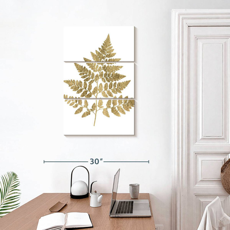 Harnek graphique fougère dorée I, H 32 po x l 20 po