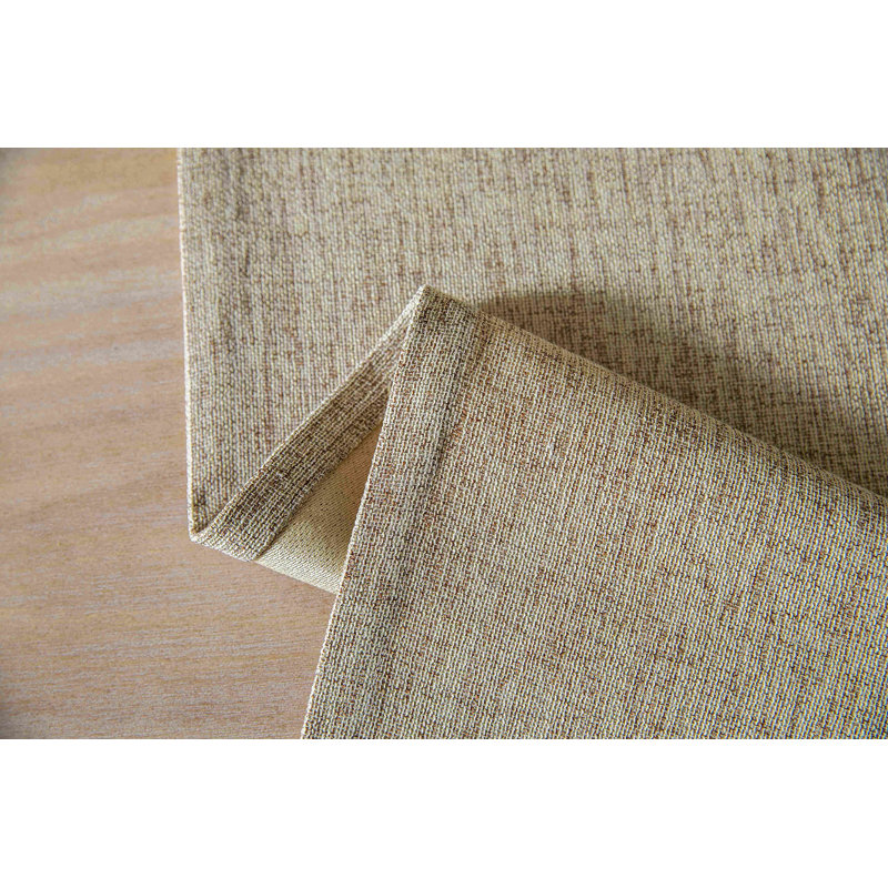 Oatmeal Beige Rustic Polyester Farmhouse Table Runner, 14x90 Inches