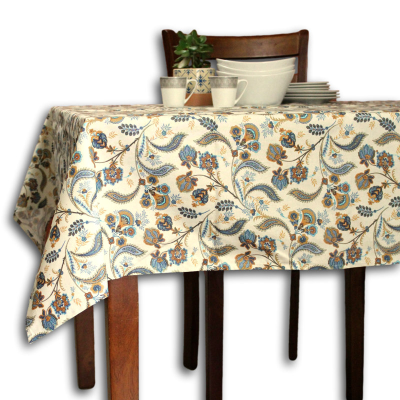 Nappe rectangulaire en coton lavable résistante aux taches, Bleu, L 60 po x L 136 po