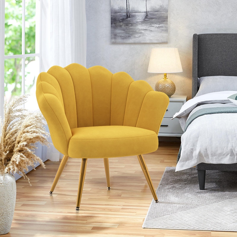 Velvet Barrel Chair, Yellow Velvet