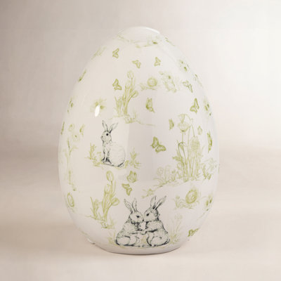 7" Dolomite Bunny Toile Egg