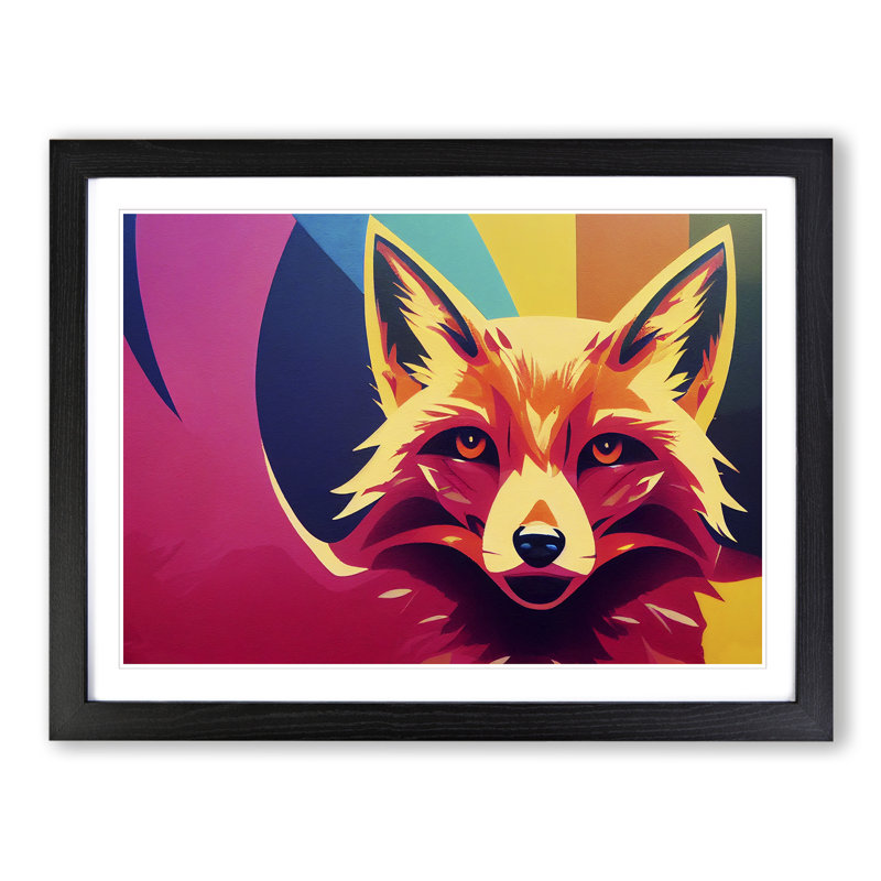 Classic Abstract Fox - Framed Print, Black Framed, 25cm H x 34cm W x 2cm D