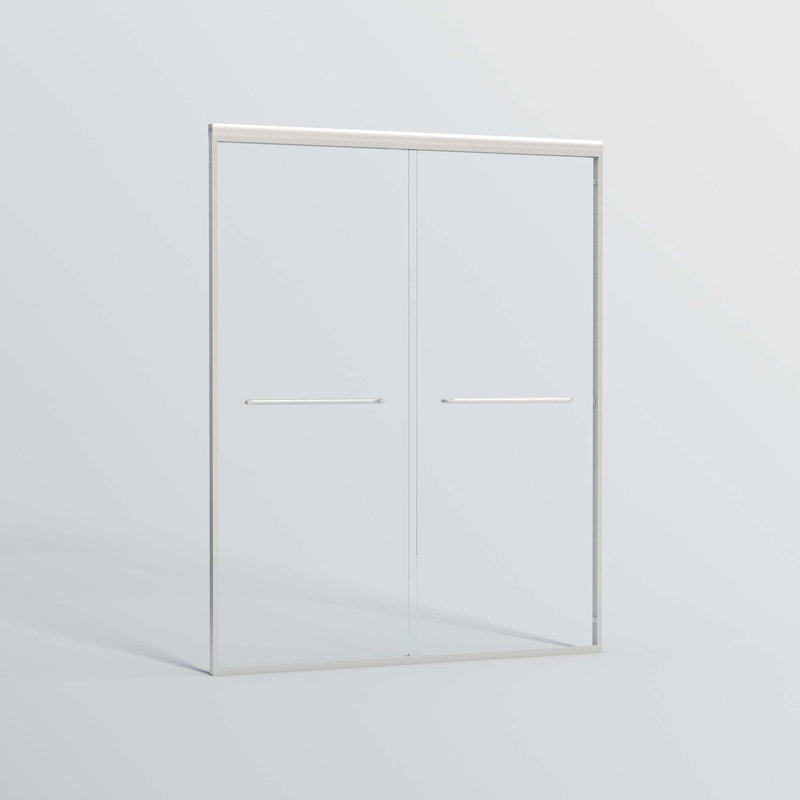 Double porte de douche coulissante, porte coulissante de demi-cadre sans cadre avec verre trempé pour douche à l'italienne