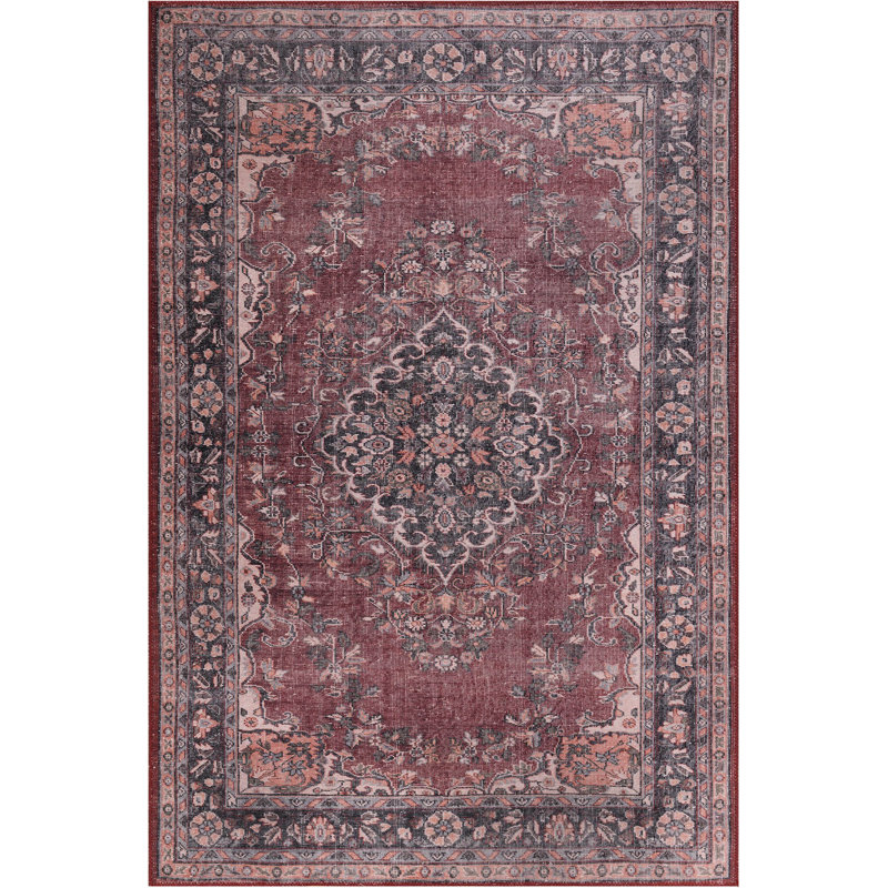 Vonzay Burgundy Area Rug - 100% Polyester, 59 x 90.6 inches | 1850 g/m², 0.16 inches Pile Height | Recycled Poly Cotton Underside | Soft, Durable, and Easy to Maintain | Perfect for Living Room, Bedroom & Office Decor