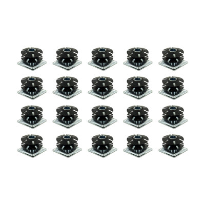 Outwater Industries Double Star Threaded Caster Insert | Heat Treated Steel | Fits 1-1/2 Inch Square 16-18 Gauge Tube | THREAD: 5/16-18 | 20 PACK